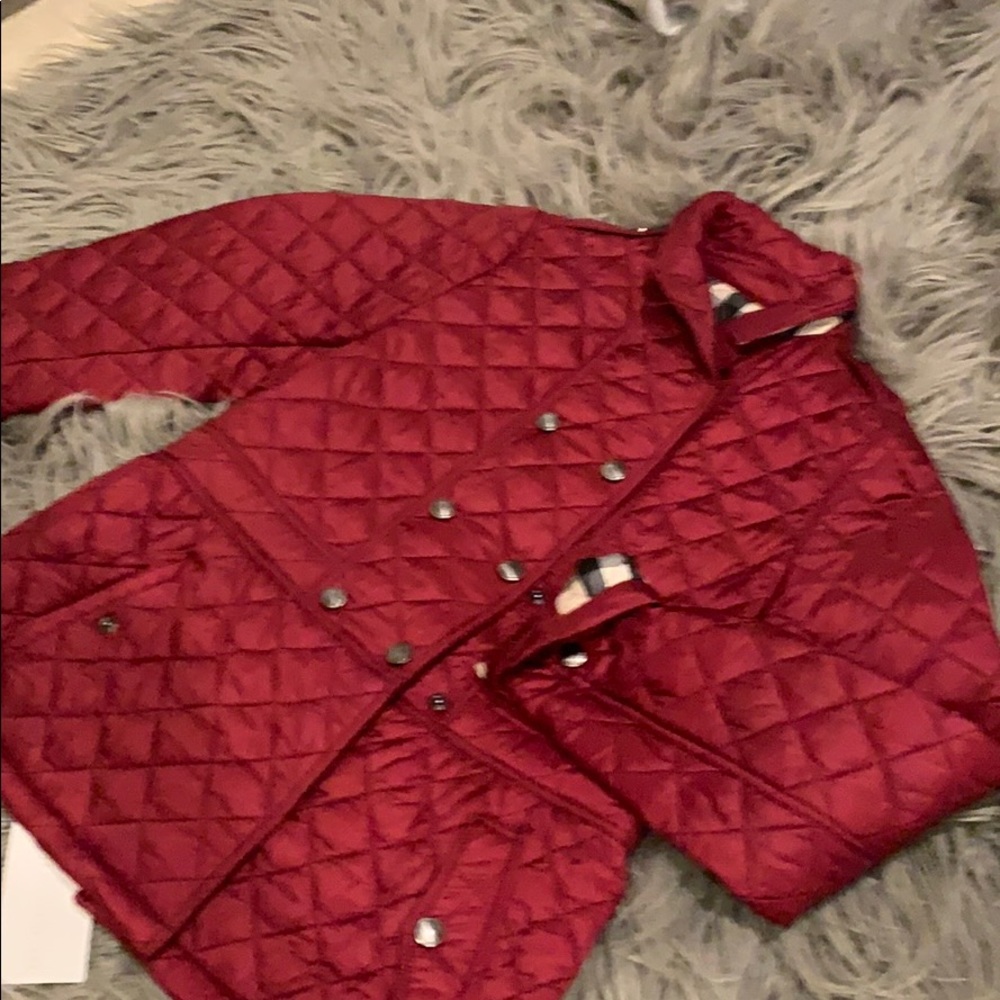 Burberry dark plum quilted girl jacket size 12y.